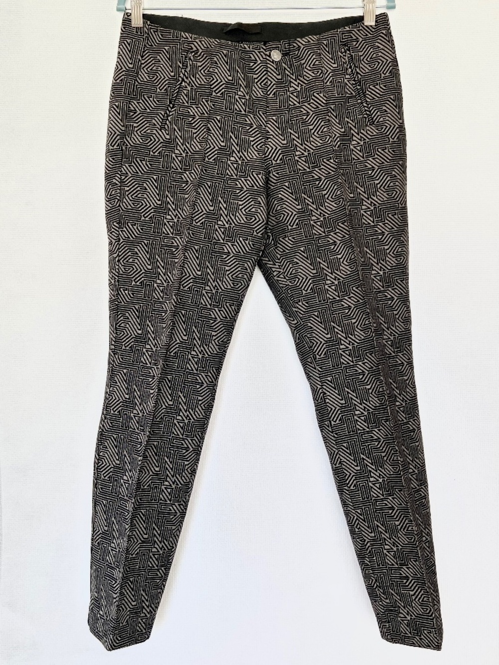 European MAC Jeans ‘Anna’ Zip Geometric Grey Black Pants EU 36/32 US 6